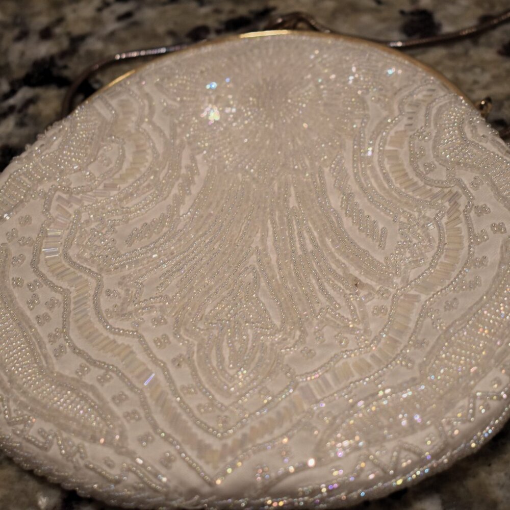 Danieli Creme Colored Beaded Evening Bag - Picture 5 of 6